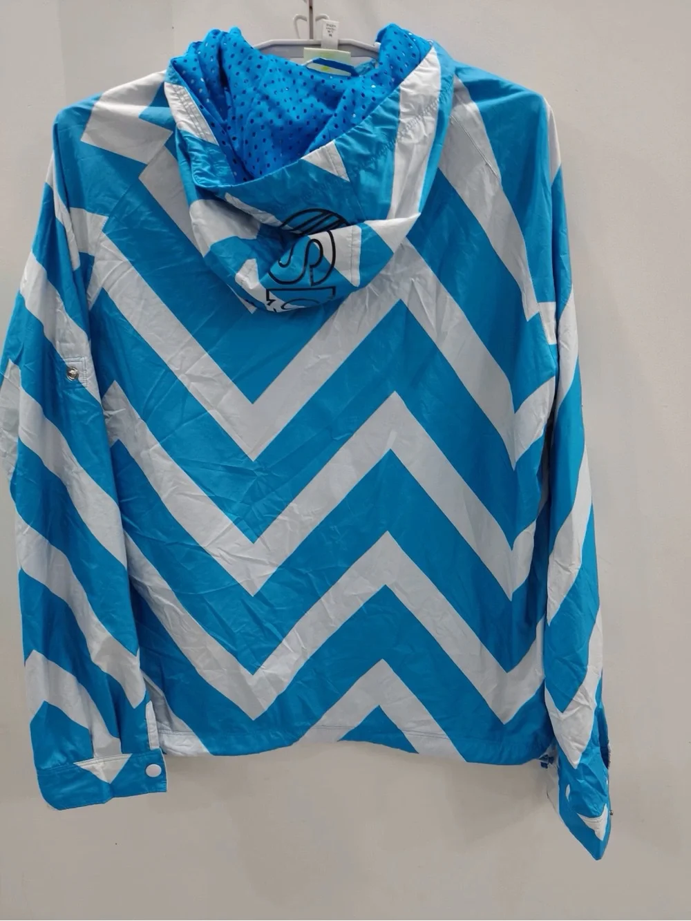 adidas Turquoise & White Chevron Hooded Windbreaker
